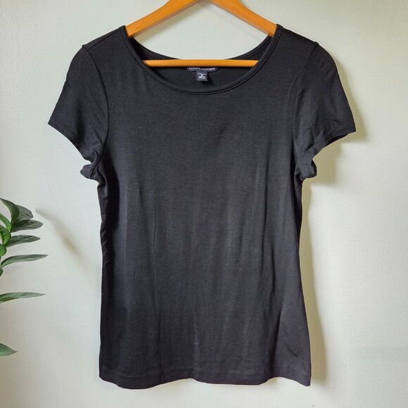 EUC BANANA REPUBLIC BLACK SILK BLEND TEE SIZE M - Picture 2 of 14